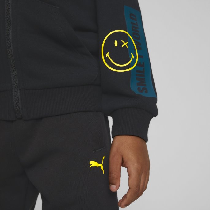 Puma På Tilbud X Smileyworld Hettegenser Med Full Glidelås Barn Svart