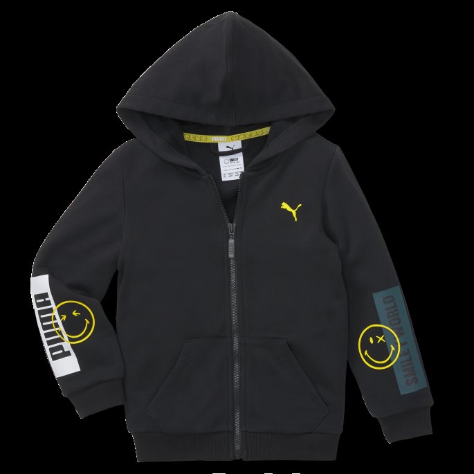 Puma På Tilbud X Smileyworld Hettegenser Med Full Glidelås Barn Svart