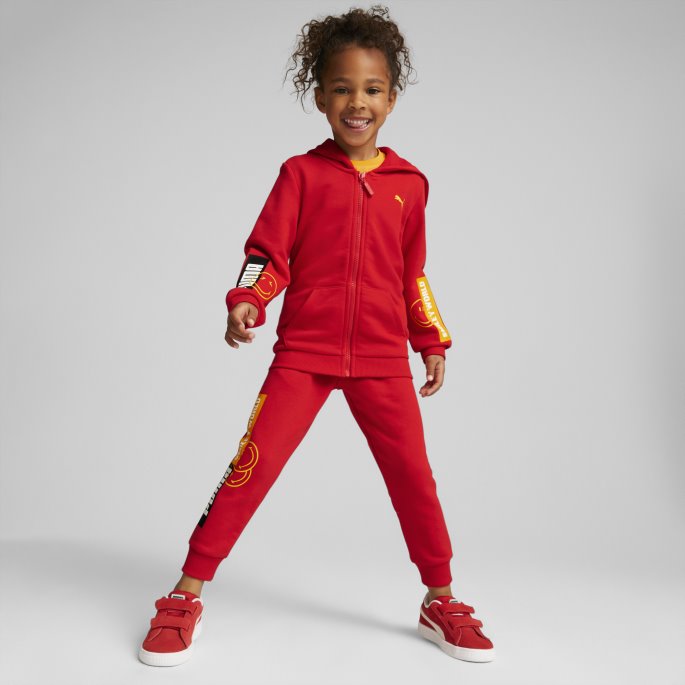Puma På Tilbud X Smileyworld Hettegenser For Små Barn Med Full Glidelås Høyrisiko Rød