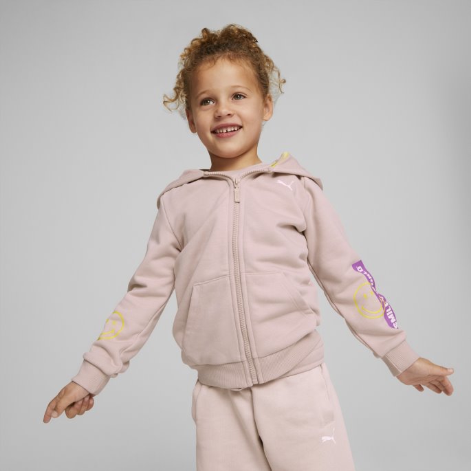 Puma På Tilbud X Smileyworld Hettegenser For Barn Med Full Glidelås Rose Quartz