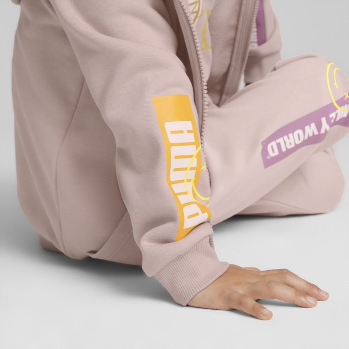 Puma På Tilbud X Smileyworld Hettegenser For Barn Med Full Glidelås Rose Quartz