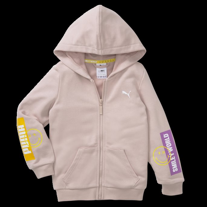 Puma På Tilbud X Smileyworld Hettegenser Med Full Glidelås For Små Barn Rose Quartz