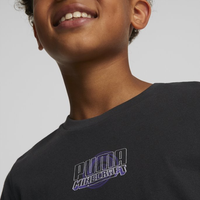 Puma På Tilbud X Minecraft Grafisk T-skjorte Store Barn Svart