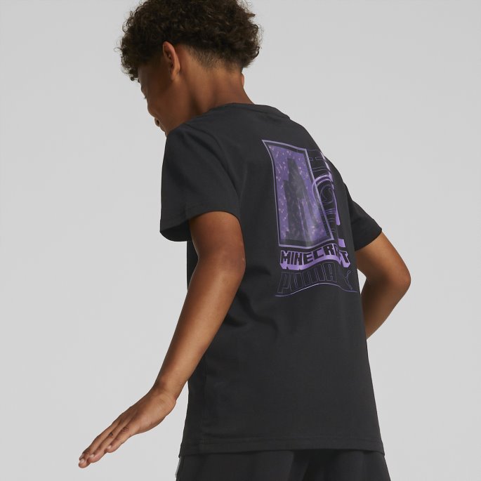 Puma På Tilbud X Minecraft Grafisk T-skjorte Store Barn Svart