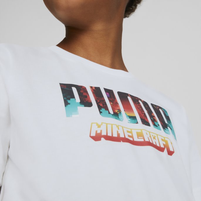 Puma På Tilbud X Minecraft Grafisk Tee Ungdom Hvit