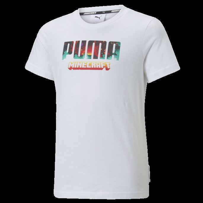 Puma På Tilbud X Minecraft Grafisk T-skjorte Store Barn Hvit
