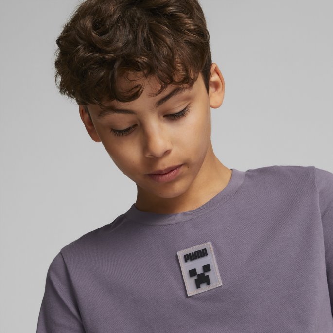 Puma På Tilbud X Minecraft Ungdom Grafisk T-skjorte Lilla Kull