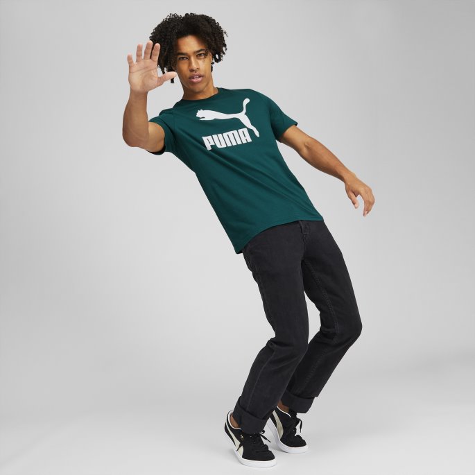 Classics Logo Herre T-skjorte Puma På Tilbud Varsity Green