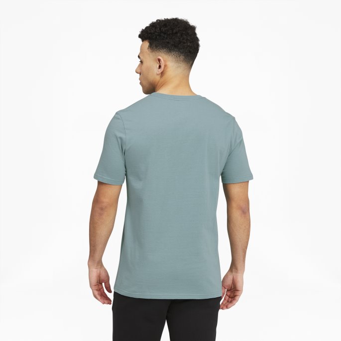 Mineralblå Puma På Salg Classics Logo Herre-t-skjorte