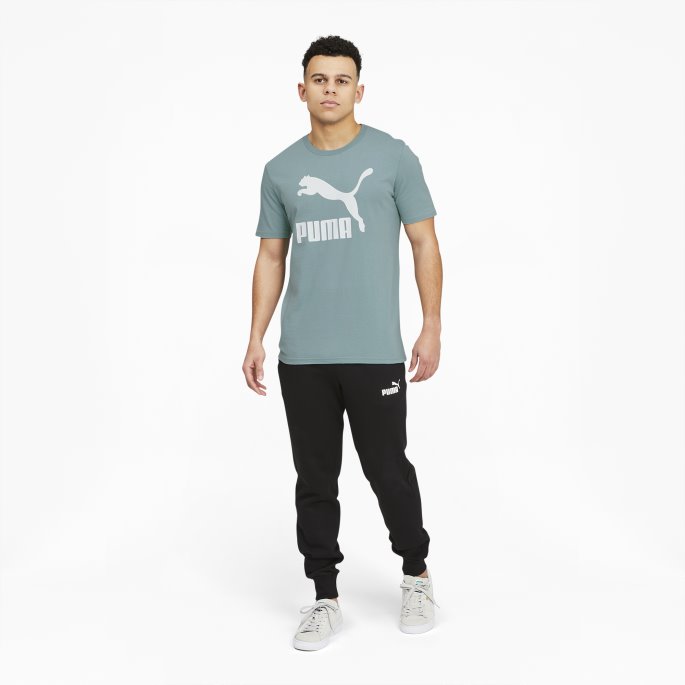 Mineralblå Puma På Salg Classics Logo Herre-t-skjorte