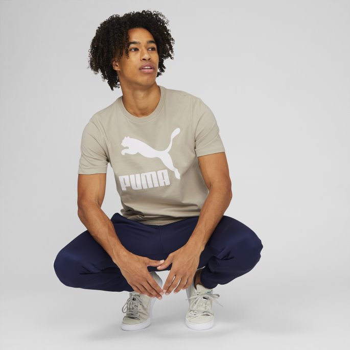 Classics Logo Herre-t-skjorte Pebble Grey Puma På Salg