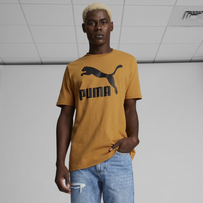 Puma På Tilbud Classics Logo Herre T-skjorte Desert Tan
