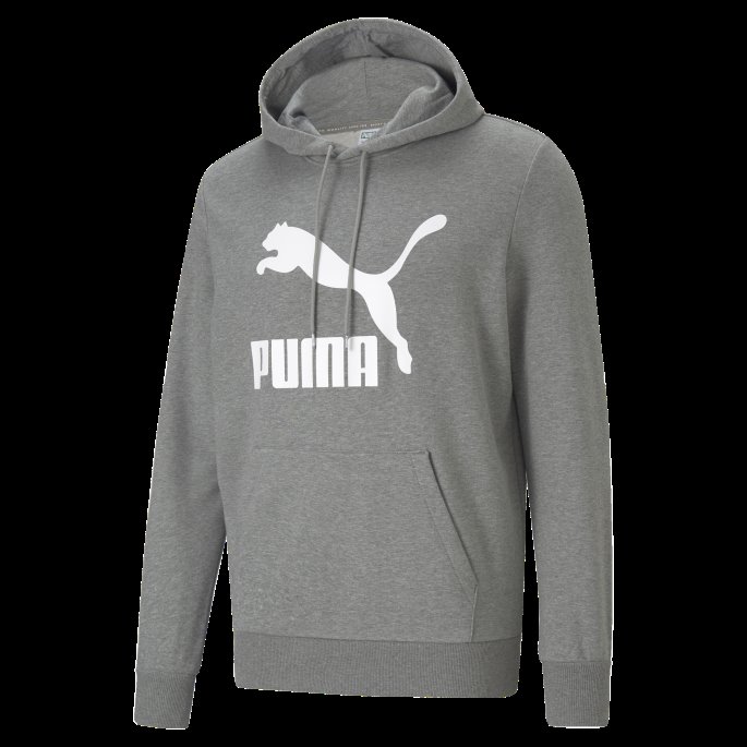 Classics French Terry Logo Herre Hettegenser Puma På Tilbud Mellomgrå Lyng