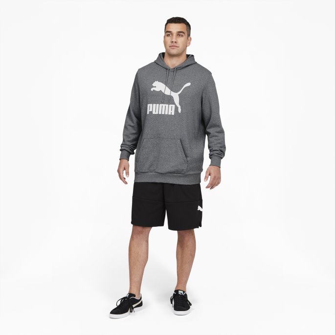 Mellomgrå Lyng Classics Logo Hettegenser For Menn Bt Puma På Salg