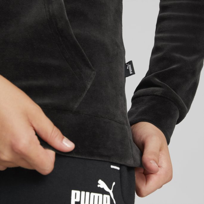 Puma På Tilbud Essentials+ Velour Hettegenser Ungdom Svart