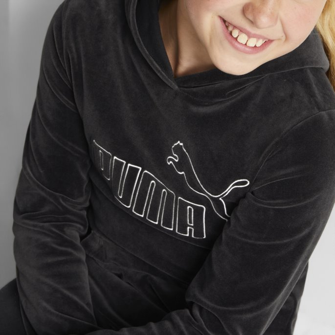 Puma På Tilbud Essentials+ Velour Hettegenser Ungdom Svart
