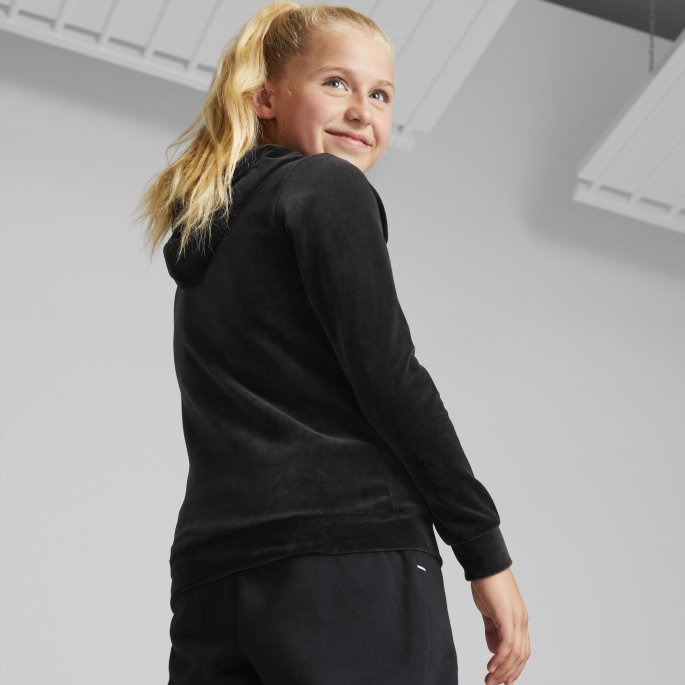 Svart Puma På Tilbud Essentials+ Hettegenser I Velur Ungdom