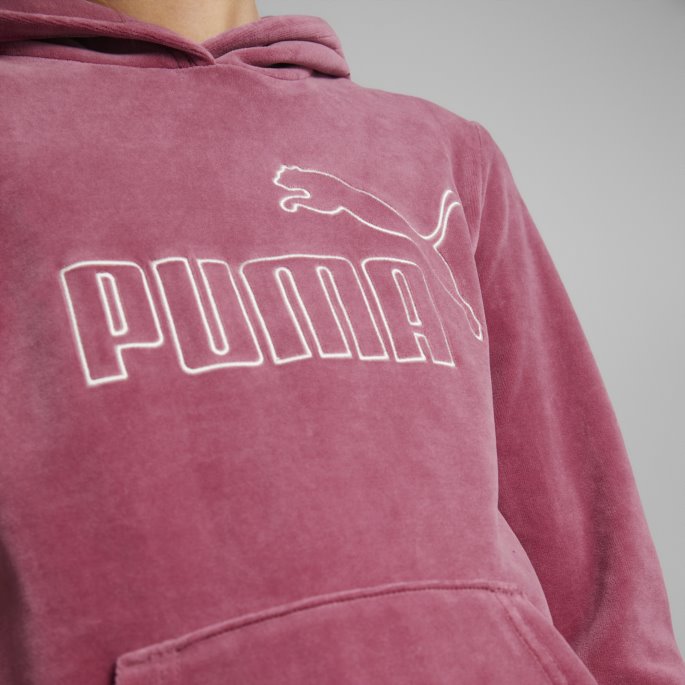Puma På Tilbud Essentials+ Velour Hettegenser Ungdom Støvete Orkidé