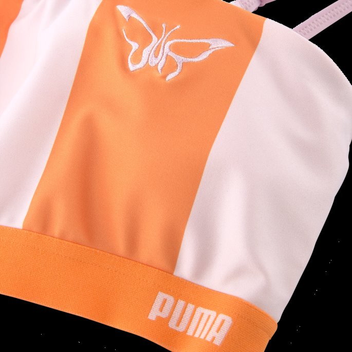 Puma På Tilbud X Dua Lipa Stripete Bralette Gulrot-rosa Dame For Kvinner