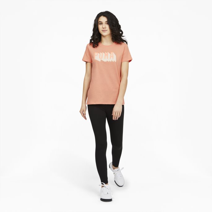 80-talls Logo Grafisk T-skjorte For Kvinner Puma På Salg Ferskenrosa