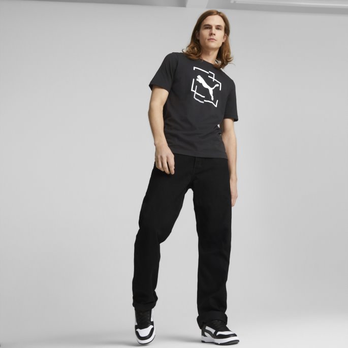Svart Puma På Salg Katt Grafisk Tee Menn