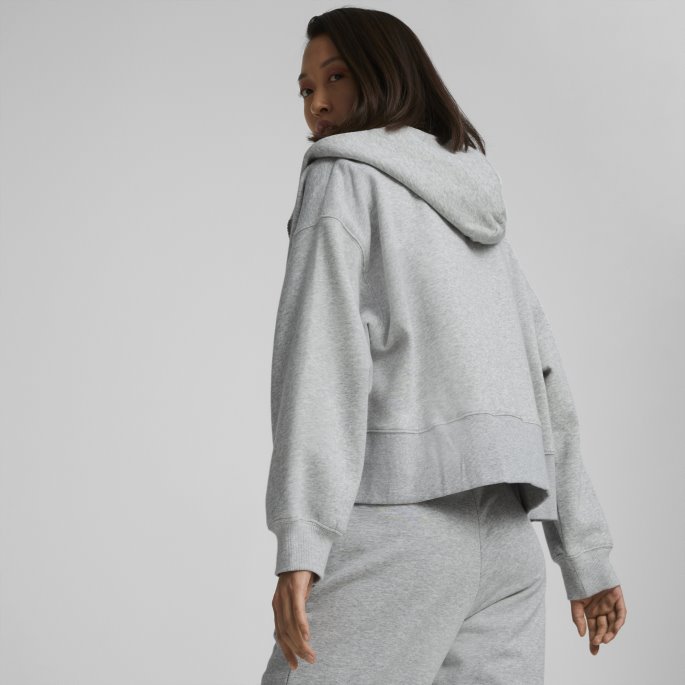 Puma På Tilbud Klassikere Hettegenser For Dame Med Full Glidelås Lys Grå Lyng