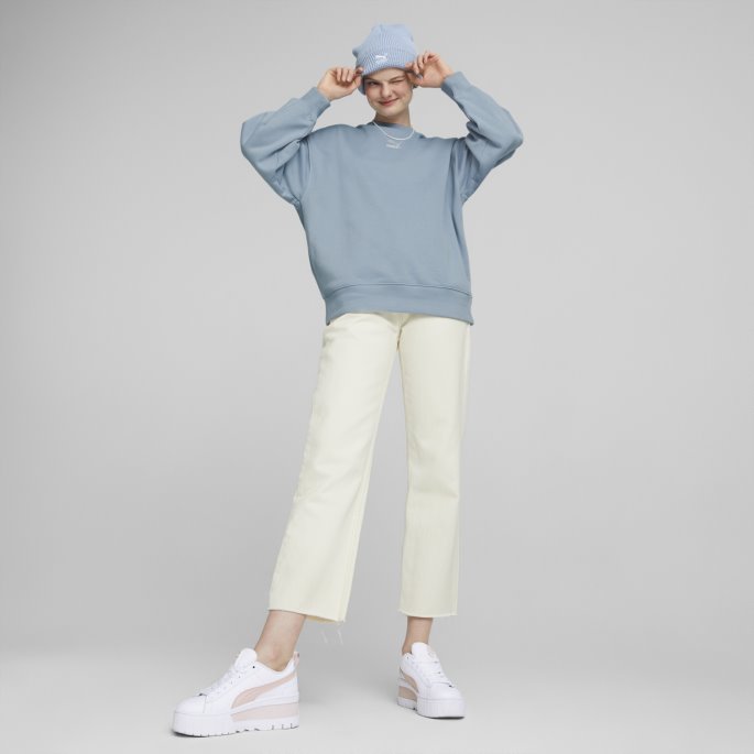 Puma På Tilbud Klassikere Oversized Crewneck Sweatshirt Dame Blå Vask