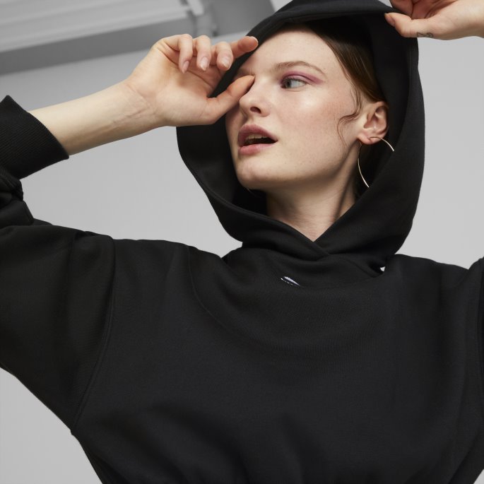 Puma På Tilbud Svarte Klassikere Cropped Hettegenser Kvinner