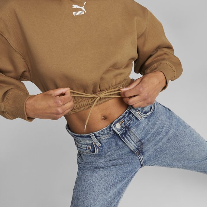 Desert Tan Puma På Tilbud Klassikere Cropped Hettegenser Kvinner
