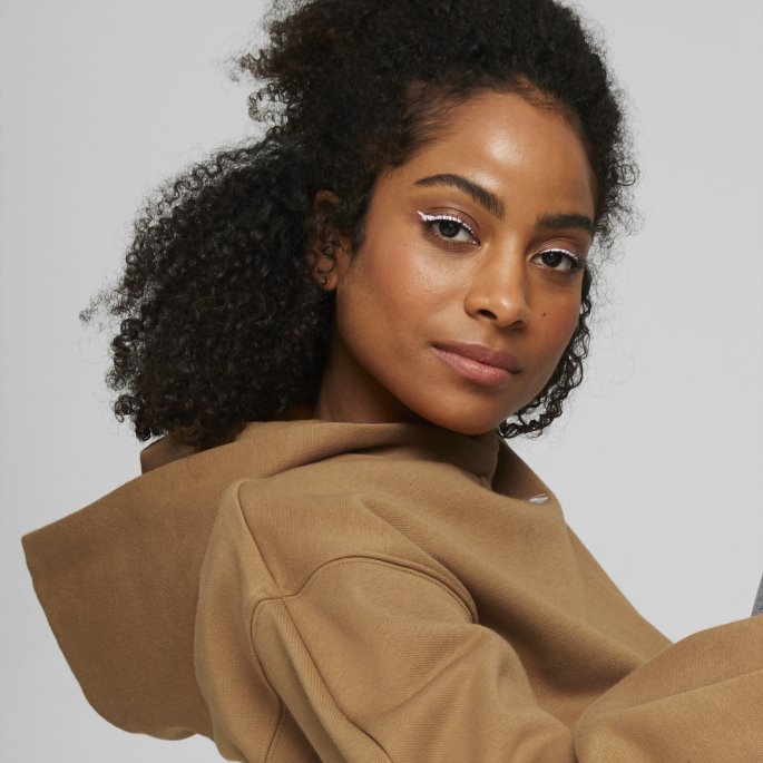 Desert Tan Puma På Tilbud Klassikere Cropped Hettegenser Kvinner