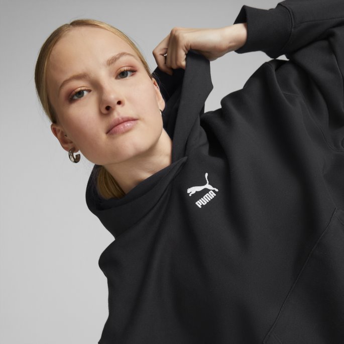 Sorte Klassikere Oversized Hettegenser For Kvinner Puma På Salg
