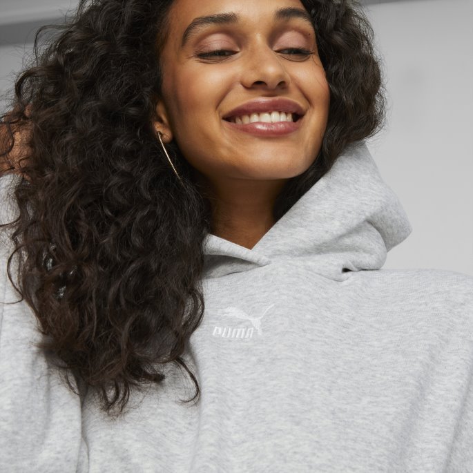 Puma På Tilbud Klassikere Oversized Hettegenser Dame Lys Grå Lyng