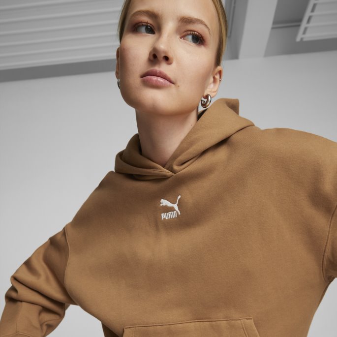 Desert Tan Klassikere Oversized Hettegenser Kvinner Puma På Tilbud