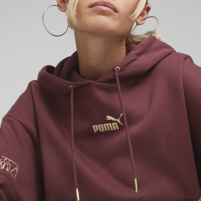 Aubergine Puma På Tilbud Power Deco Glam Hettegenser For Kvinner