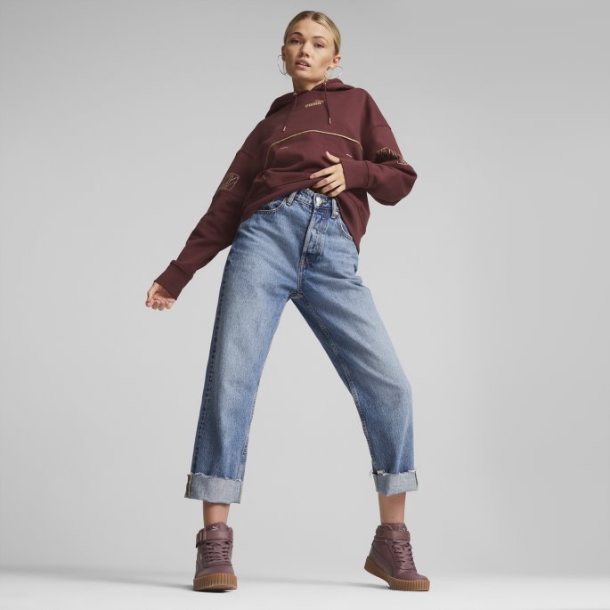 Aubergine Puma På Tilbud Power Deco Glam Hettegenser For Kvinner