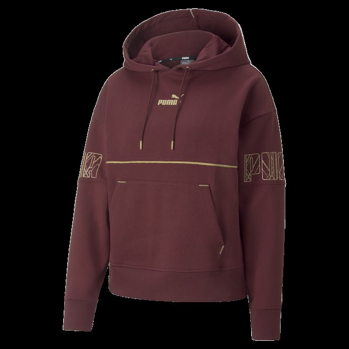 Aubergine Puma På Tilbud Power Deco Glam Hettegenser For Kvinner