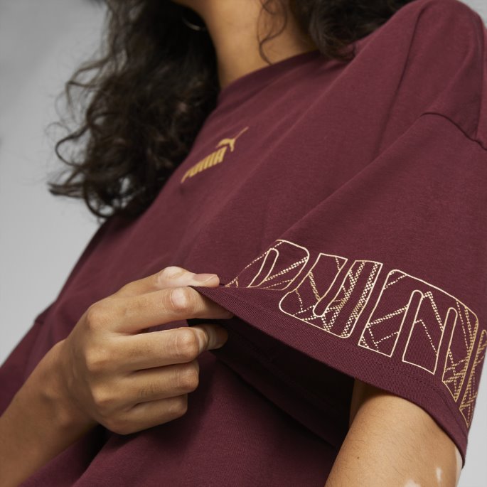 Power Deco Glam Tee Kvinner Puma På Tilbud Aubergine