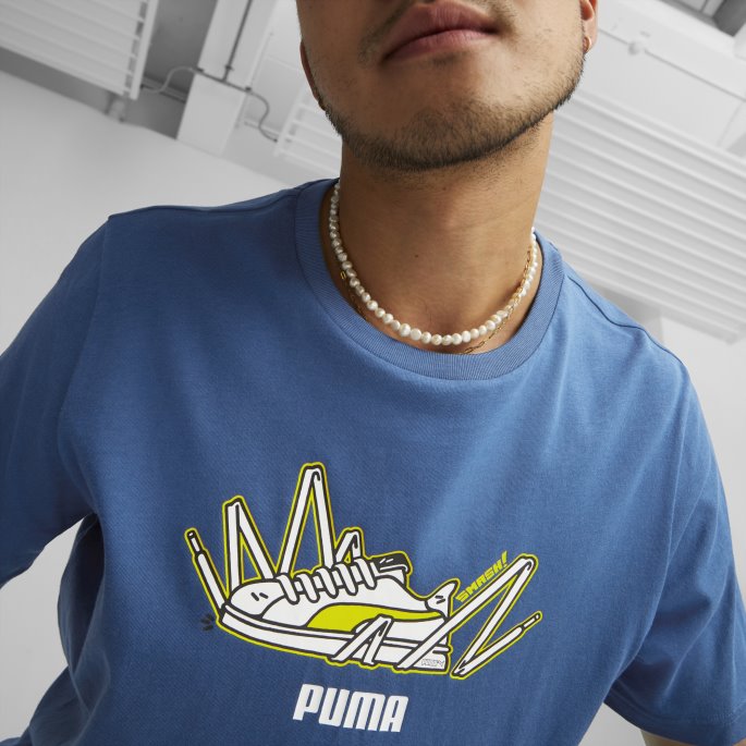 Sneaker Grafisk T-skjorte Herre Puma På Salg Lake Blue