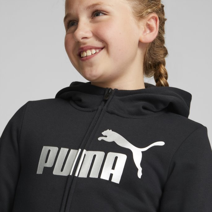 Svart Puma På Tilbud Essentials+ Logo Full Glidelås Hettegenser Ungdom