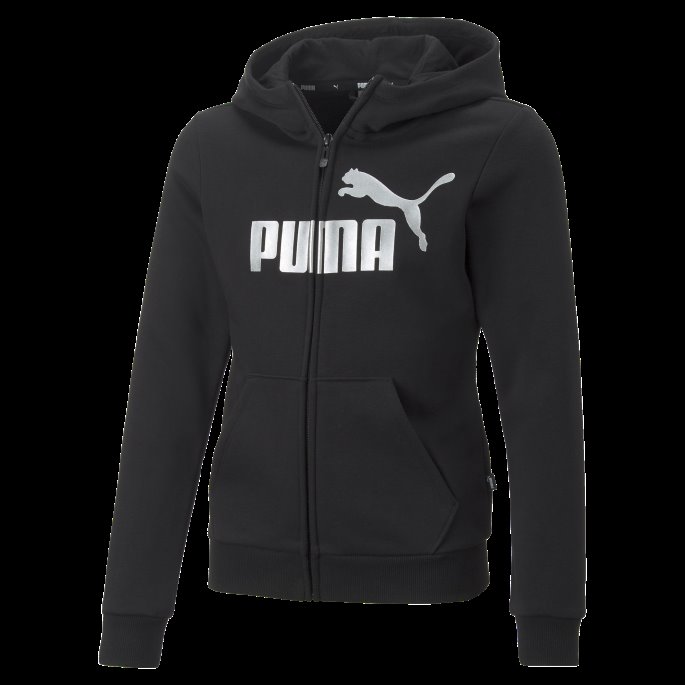Svart Puma På Tilbud Essentials+ Logo Full Glidelås Hettegenser Ungdom