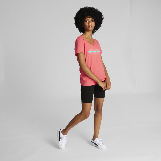 Puma På Tilbud Crossout V-hals Grafisk Tee Damer Laks