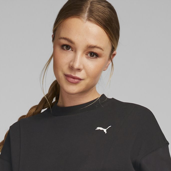 Svart Puma På Salg Hennes Crew Neck Sweatshirt Kvinner