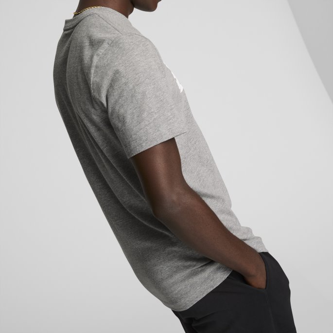 Børstestrøk Herre Logo T-skjorte Mellomgrå Lyng Puma På Salg