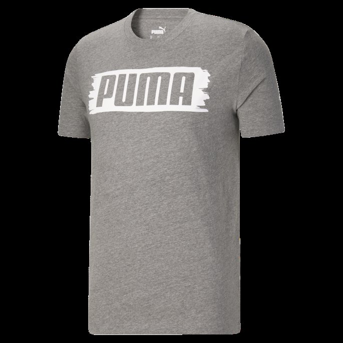 Børstestrøk Herre Logo T-skjorte Mellomgrå Lyng Puma På Salg