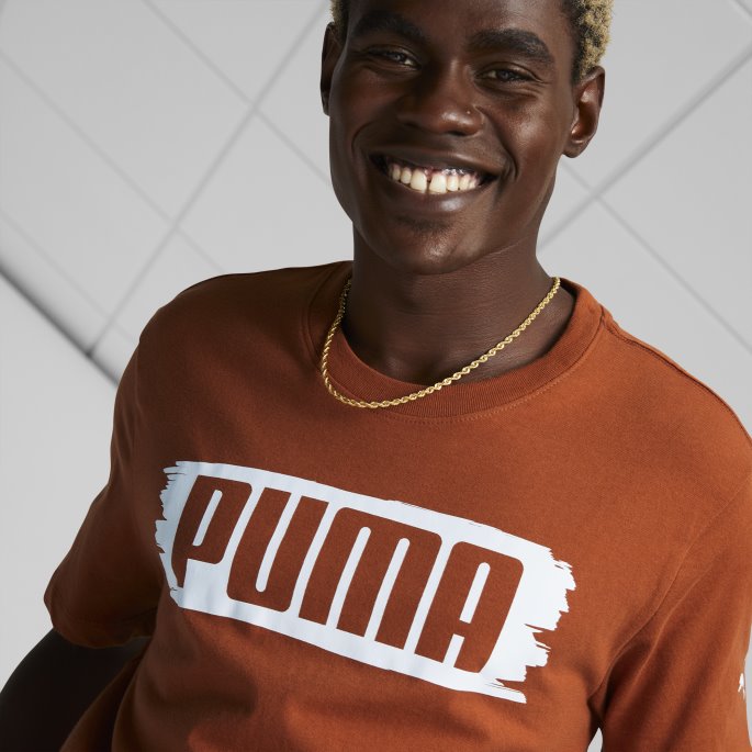Puma På Tilbud Varm Kastanje Penselstrøk Logo T-skjorte For Menn