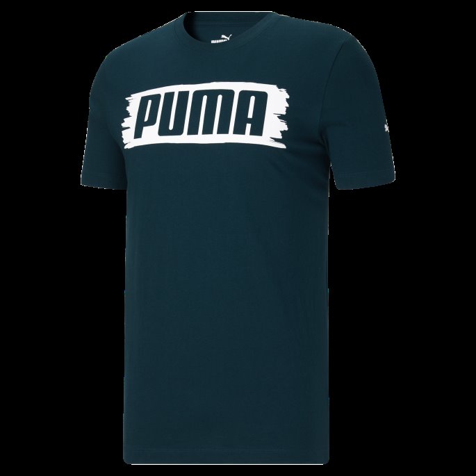 Penselstrøk Herre Logo T-skjorte Puma På Salg Marine Blå
