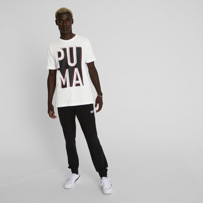 Puma På Salg Utenfor Boksen Herre Logo T-skjorte Hvit