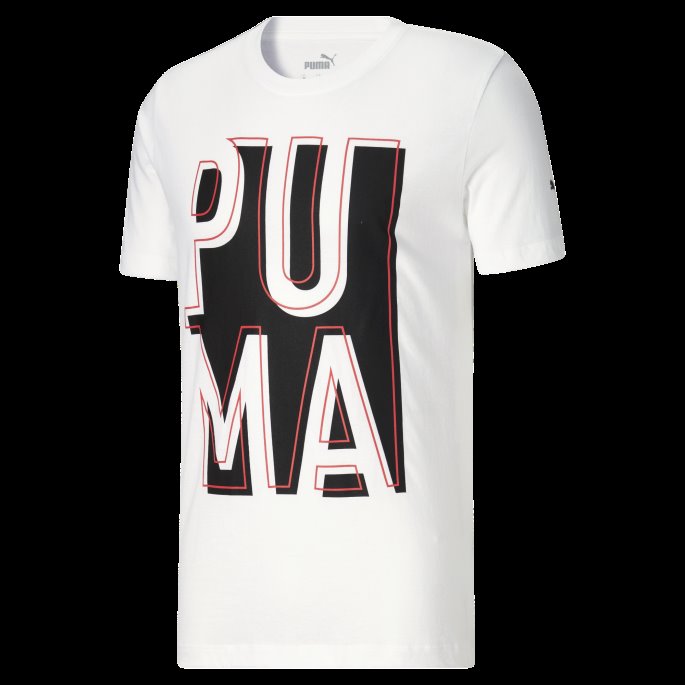Puma På Salg Utenfor Boksen Herre Logo T-skjorte Hvit