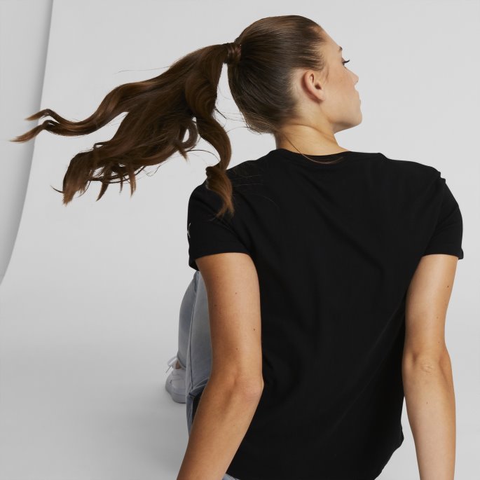Dobbel Logo-t-skjorte For Kvinner Svart Puma På Salg