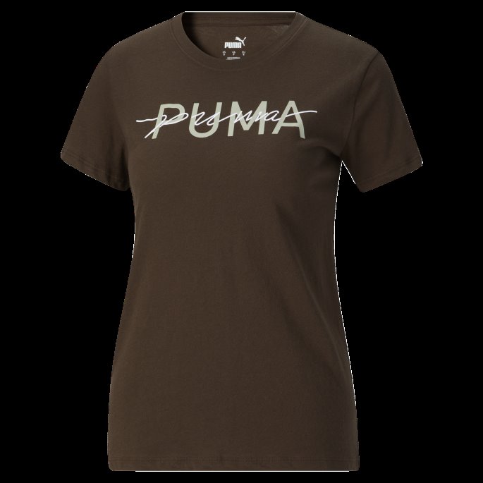 Dobbel Opp Damelogo-t-skjorte Dyp Oliven Puma På Salg